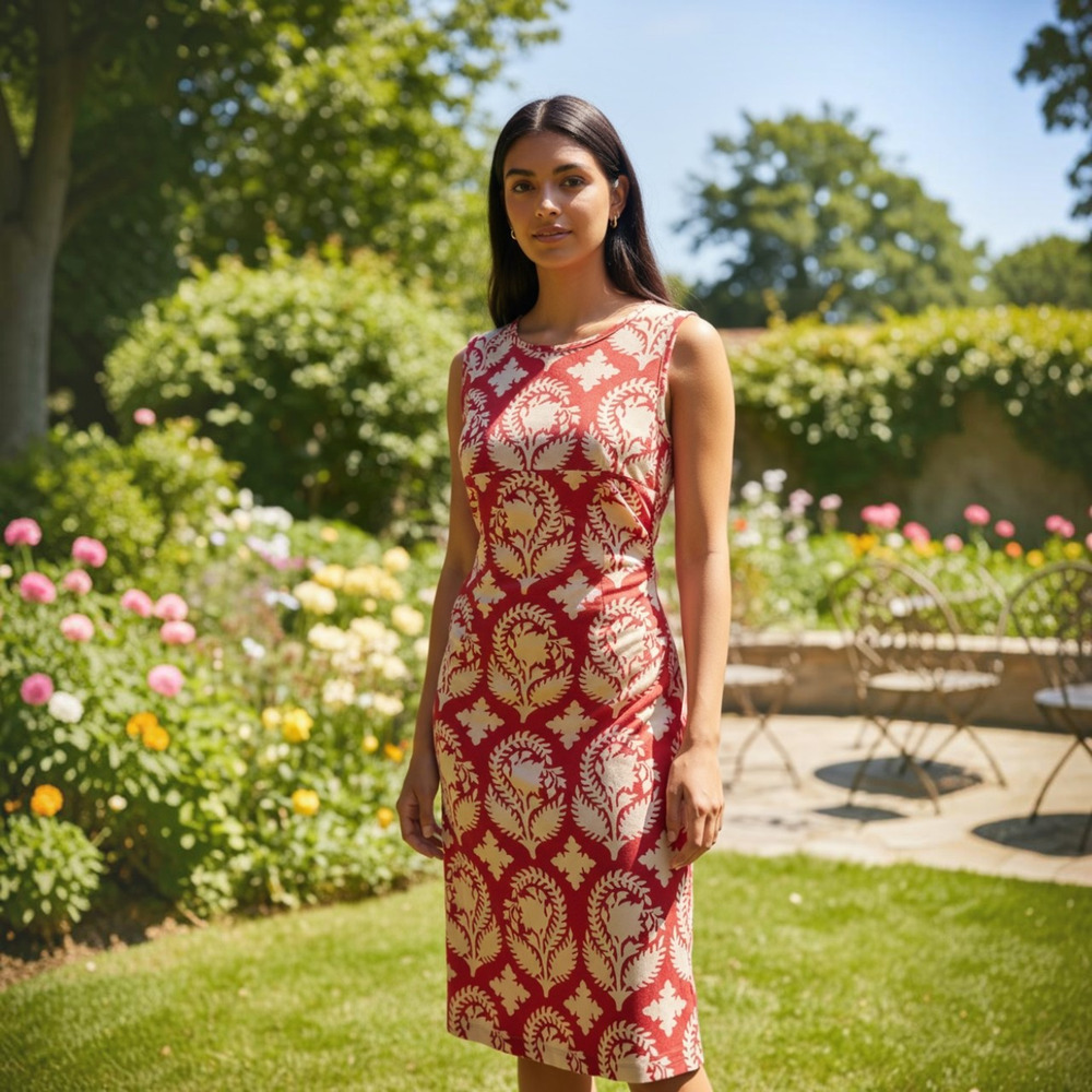 Diane Von Furstenberg Selene 100% Silk Floral Red-Cream Printed Dress Size 10